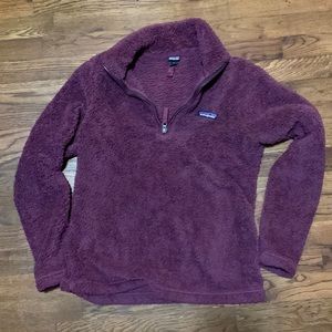 Patagonia 1/4 zip fleece pullover-small-maroon. Does have paint stain on sleeve